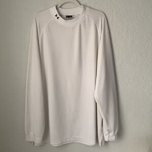 Under Armour White Lightweight Stand-Up Collar Long Sleeve Logo T-Shirt Size XL